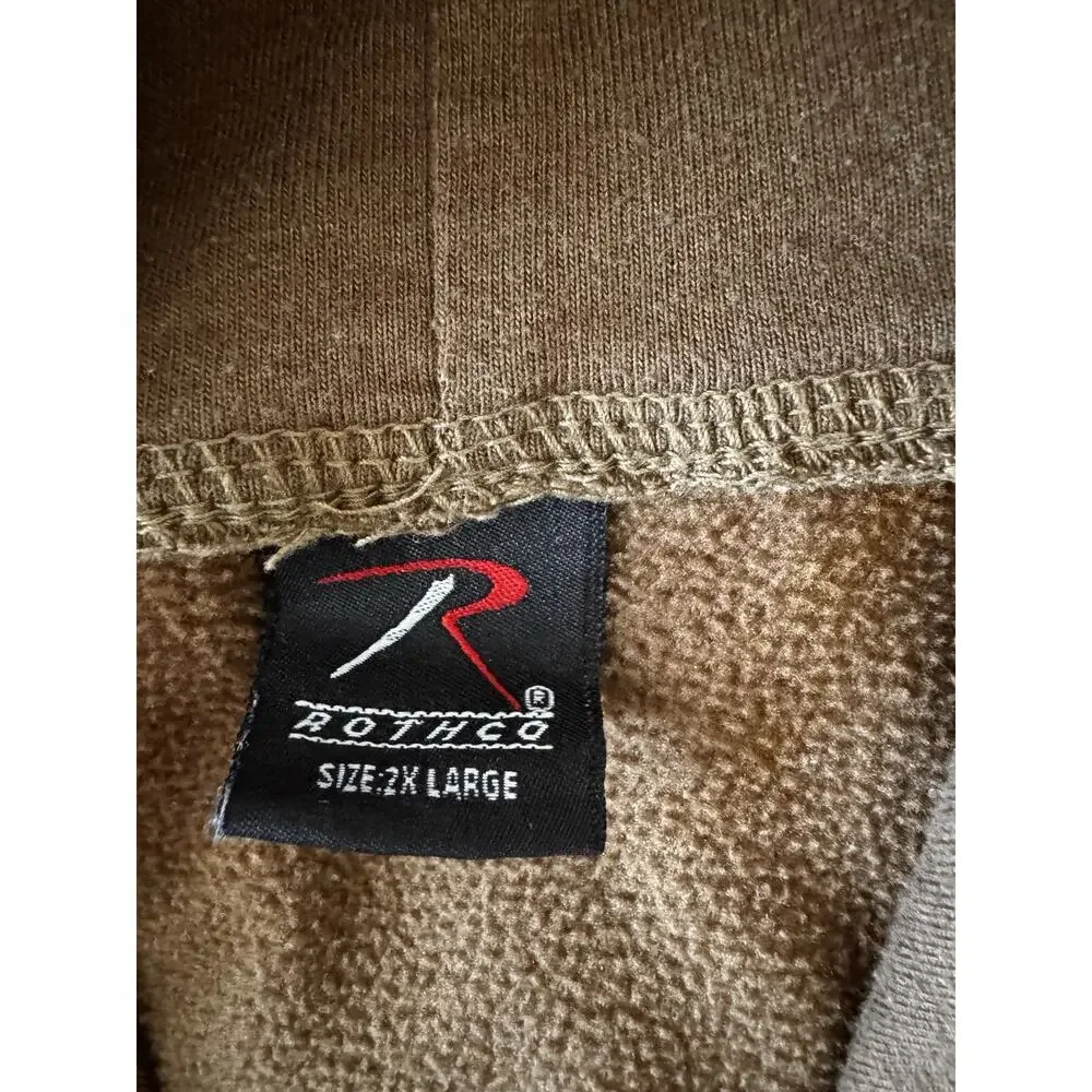 Rothco Hoodie Mens 2XL Brown with White US Flag Pullover Sweater - Picture 5 of 13